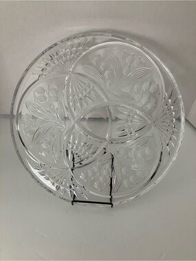 West Germany Clear Lead Crystal Lily of the Valley Cake Plate